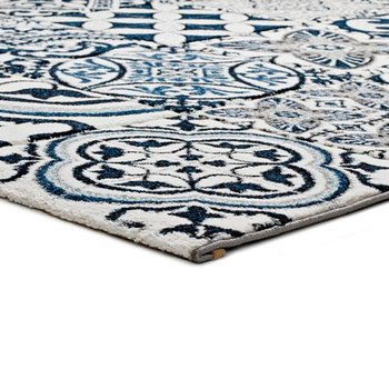 Alfombras 100% Polipropileno HEAT-SET Frisè Alfombra geométrica mosaico azul 60x120